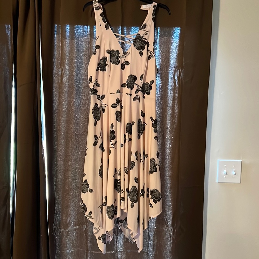 Candies dress pink with black flowers. Size X-Large in juniors